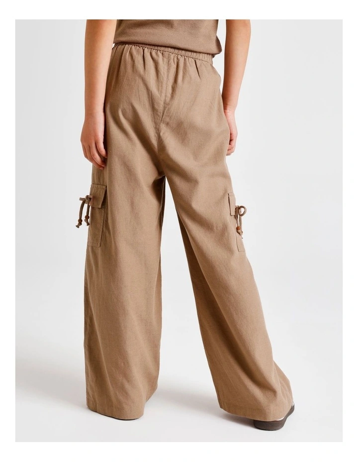 Pull On Linen Cargo Pant in Brown image 6