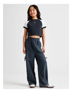 Pull On Linen Cargo Pant in Navy