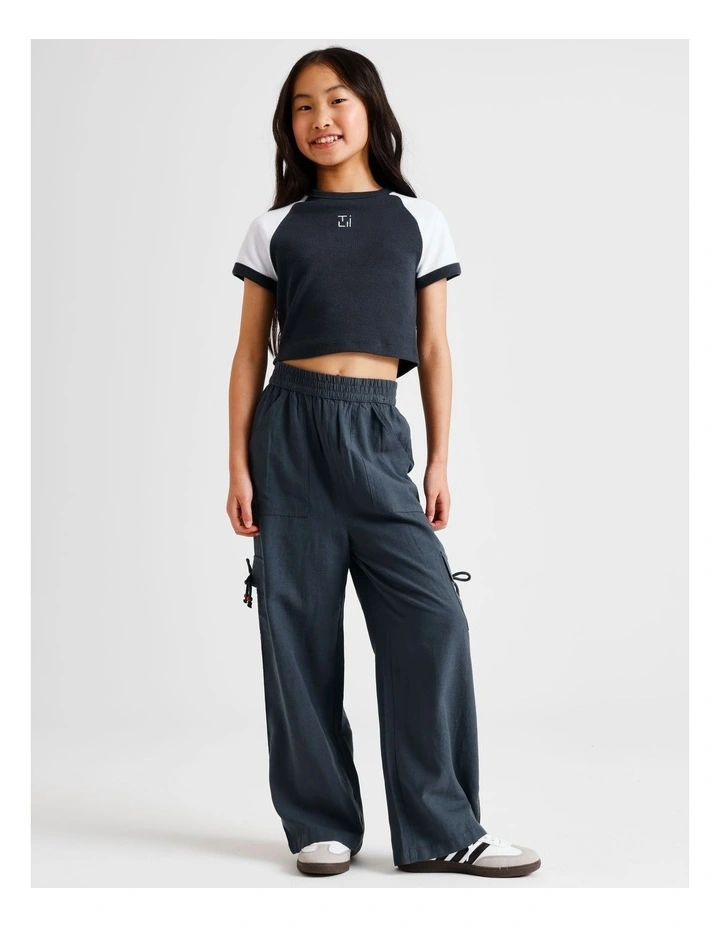 Pull On Linen Cargo Pant in Navy image 1