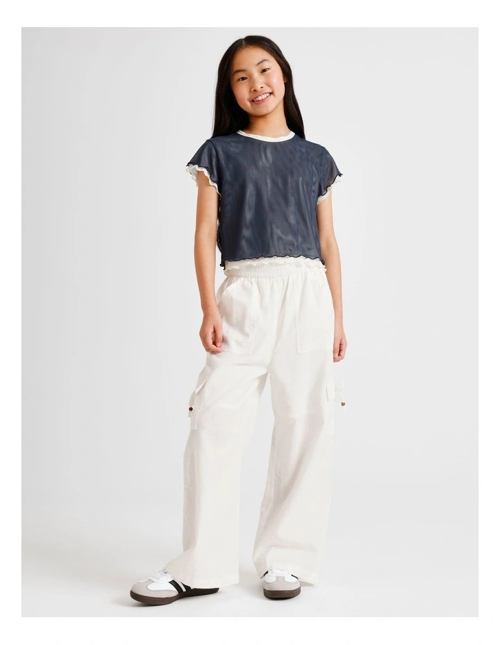 Pull On Linen Cargo Pant in White image 6