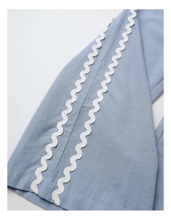 Linen Pant with Side Stripe in Light Blue image 4