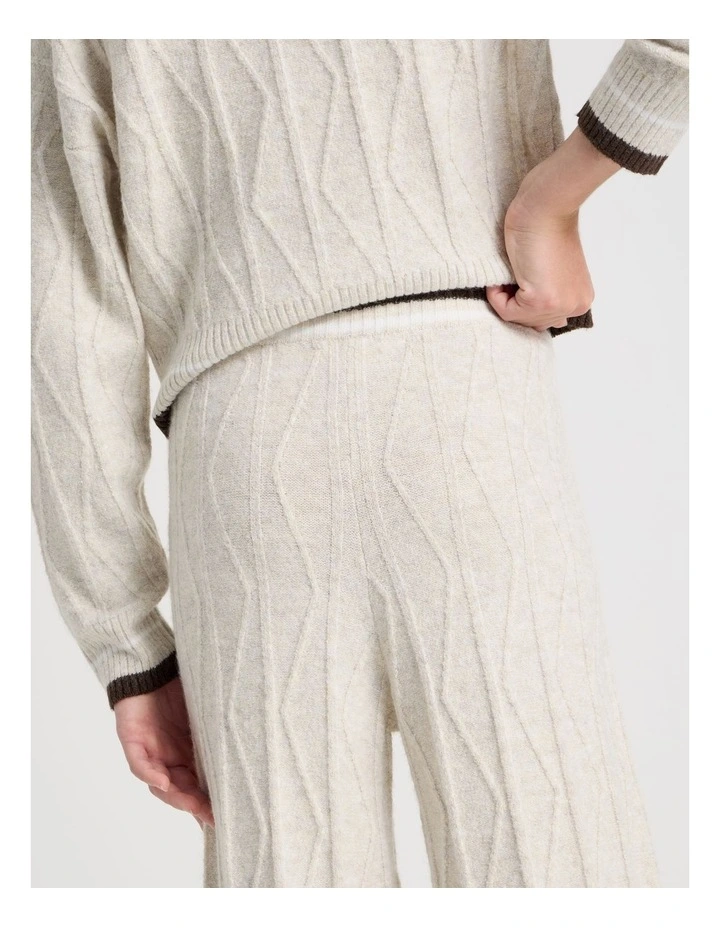 Cable Knit Wide Leg Pants in Oat Marle image 4