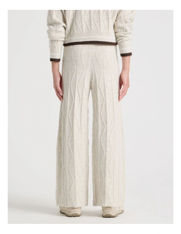 Cable Knit Wide Leg Pants in Oat Marle image 5