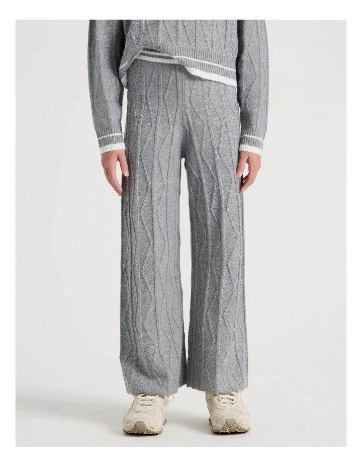 Cable Knit Wide Leg Pants in Grey Marle image 2