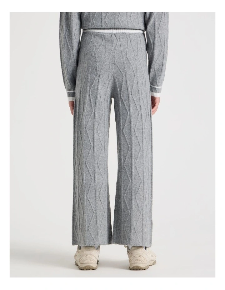 Cable Knit Wide Leg Pants in Grey Marle image 4