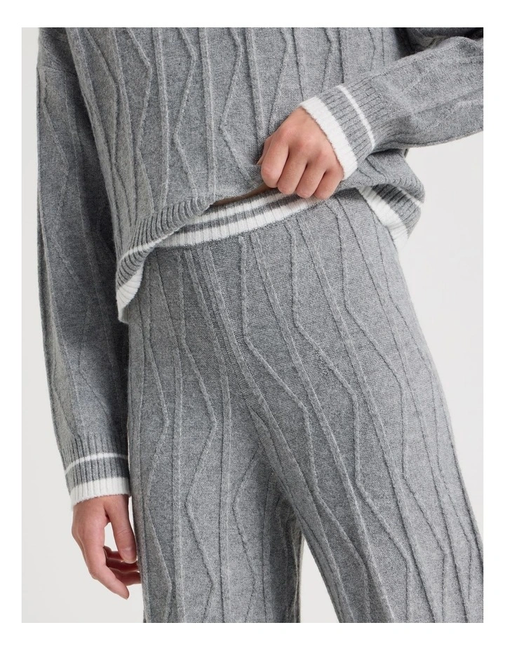 Cable Knit Wide Leg Pants in Grey Marle image 5