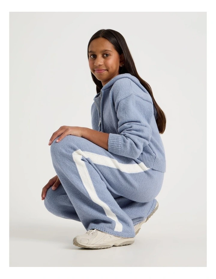 Knitted Wide Leg Pant in Blue image 1