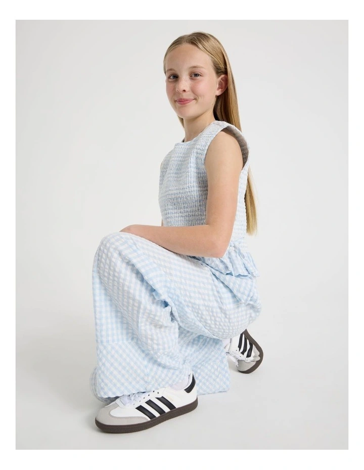 Wide Leg Seersucker Pants in Light Blue image 1