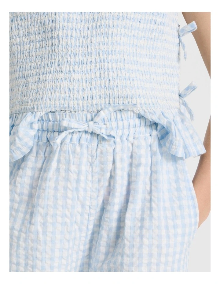 Wide Leg Seersucker Pants in Light Blue image 4