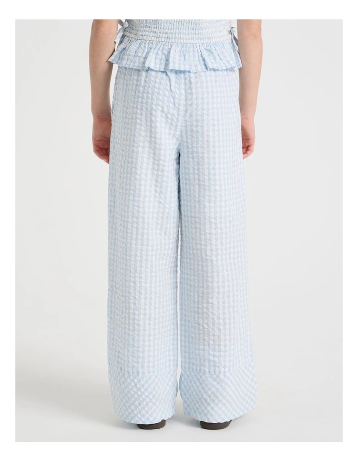 Wide Leg Seersucker Pants in Light Blue image 5