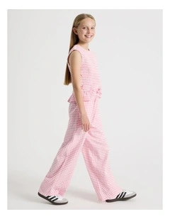 Wide Leg Seersucker Pants in Pink