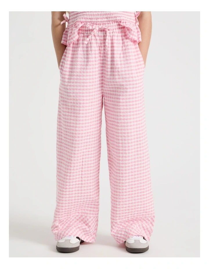 Wide Leg Seersucker Pants in Pink image 2