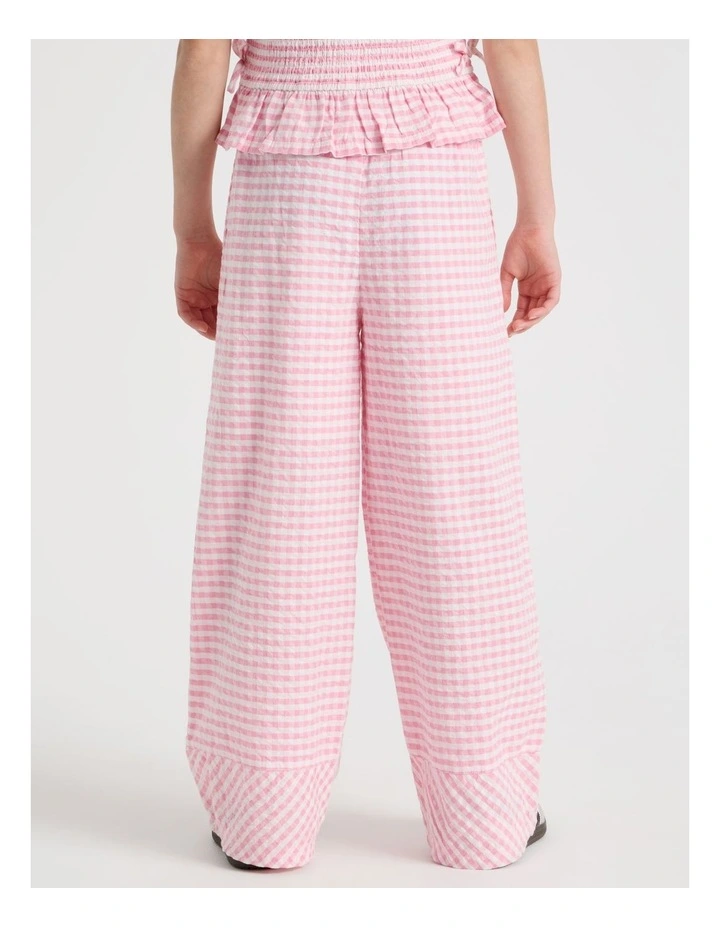 Wide Leg Seersucker Pants in Pink image 5