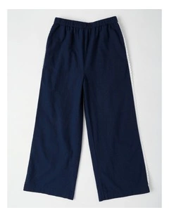 Wide Leg Pants with Lace Side Detail in Navy