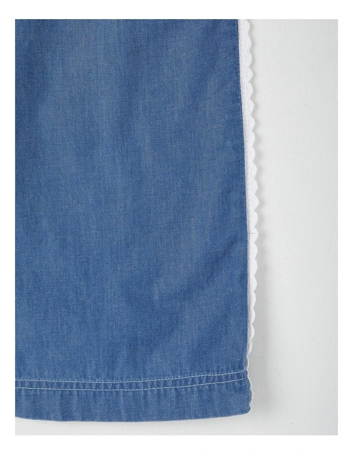 Wide Leg Pants with Lace Side Detail in Denim image 4