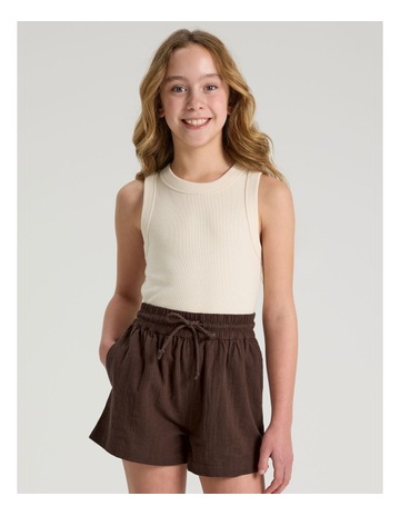 Essentials Linen short in Brown
