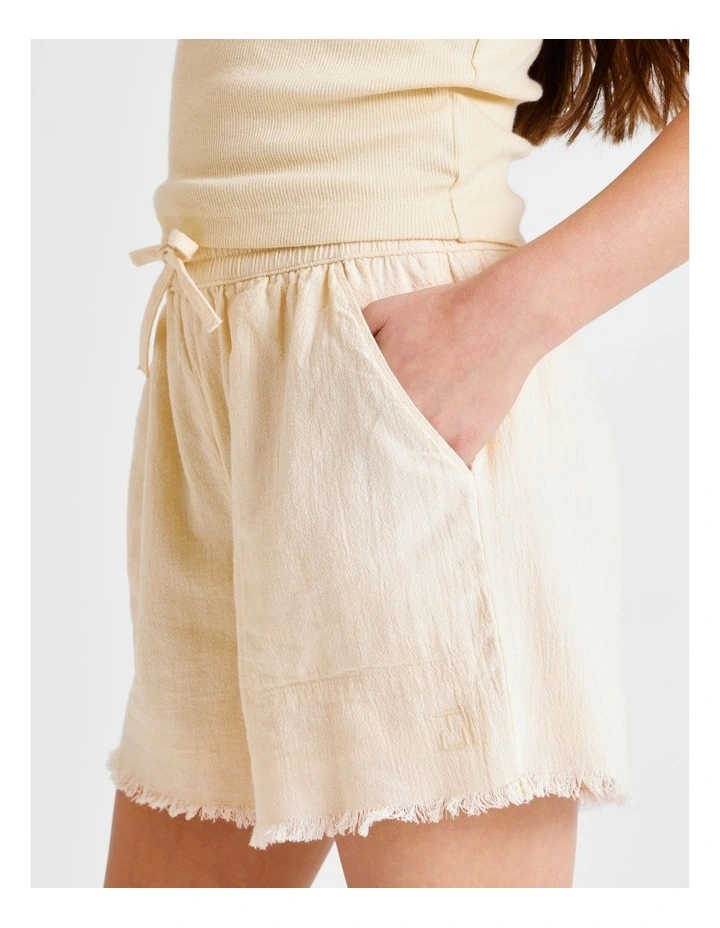 Essentials Linen Short in Ecru image 4
