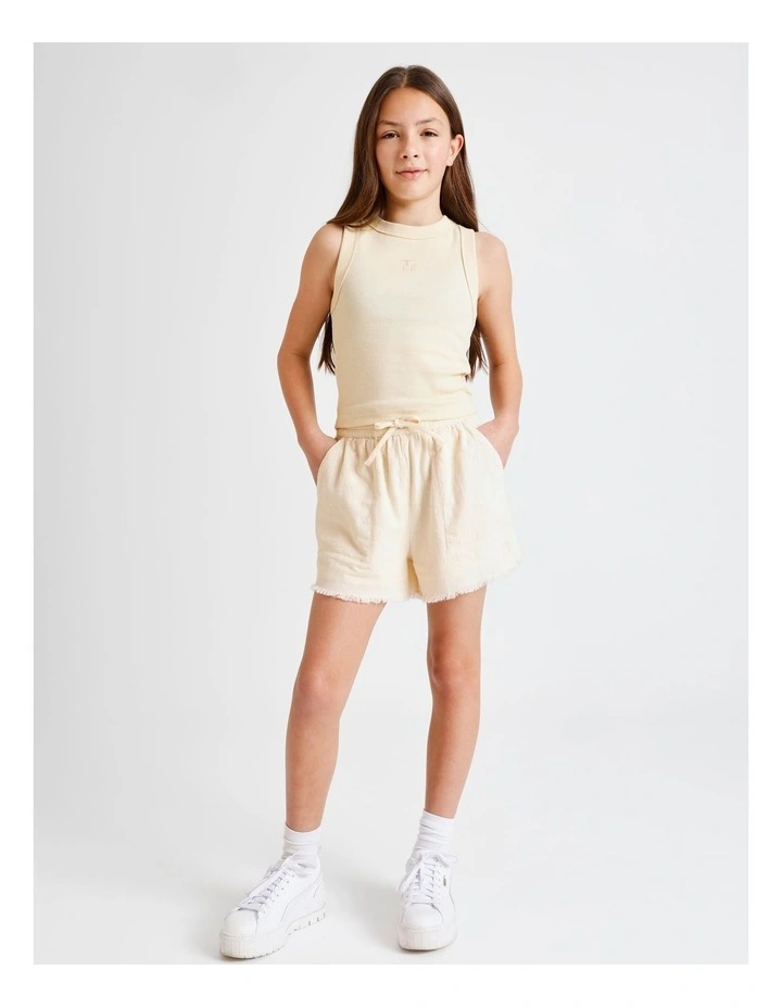 Essentials Linen Short in Ecru image 5