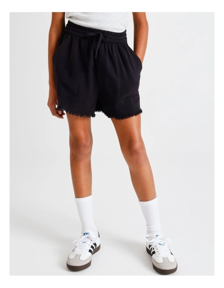 Essentials Linen Short in Black image 2