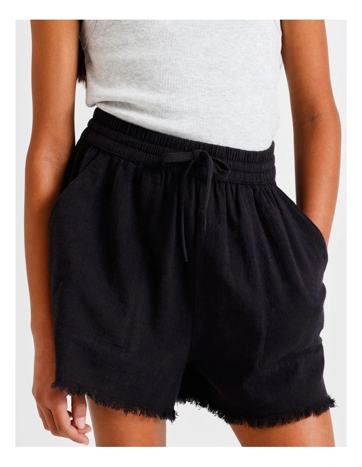 Essentials Linen Short in Black image 3