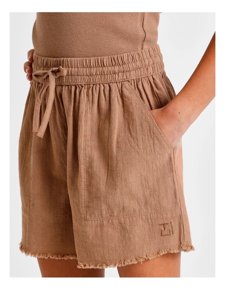 Essentials Linen Short in Brown image 2