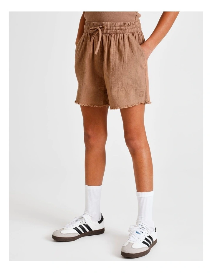 Essentials Linen Short in Brown image 3