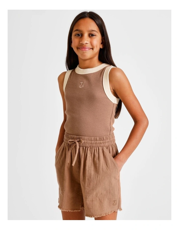 Essentials Linen Short in Brown image 4