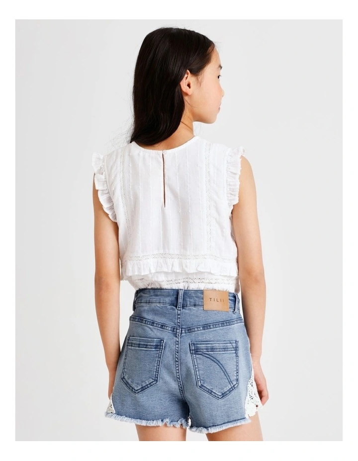Sabrina Lace Trim Denim Short in Dark Wash image 4