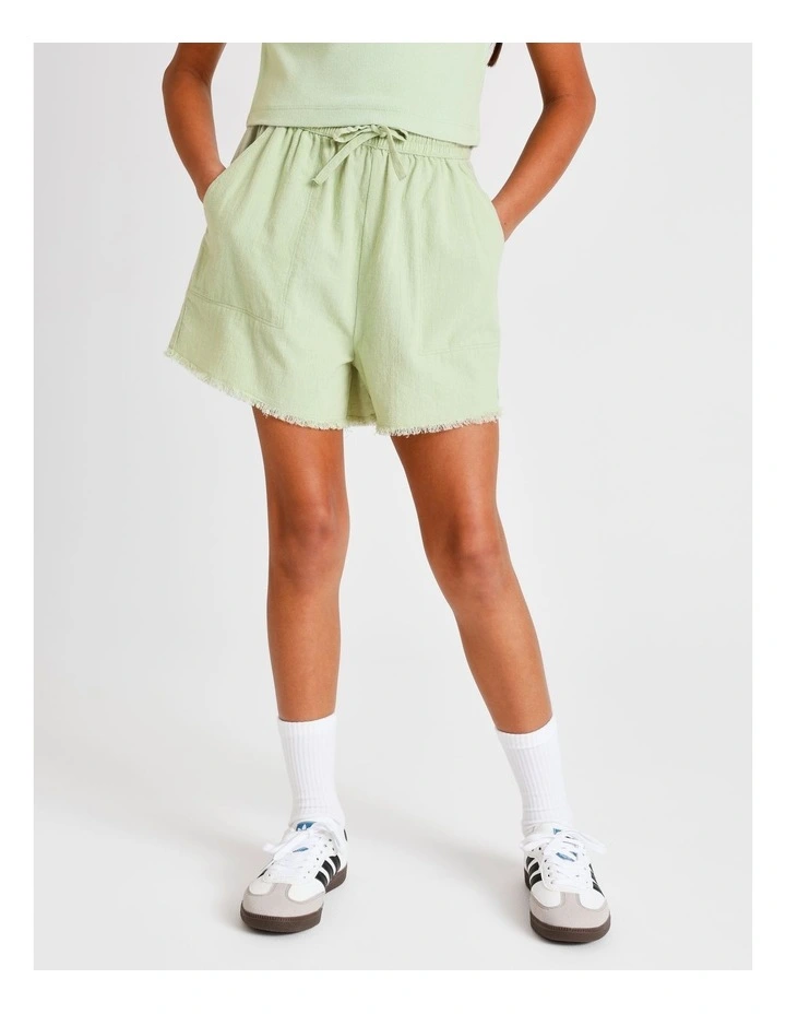 Essentials Linen Short in Sage image 2