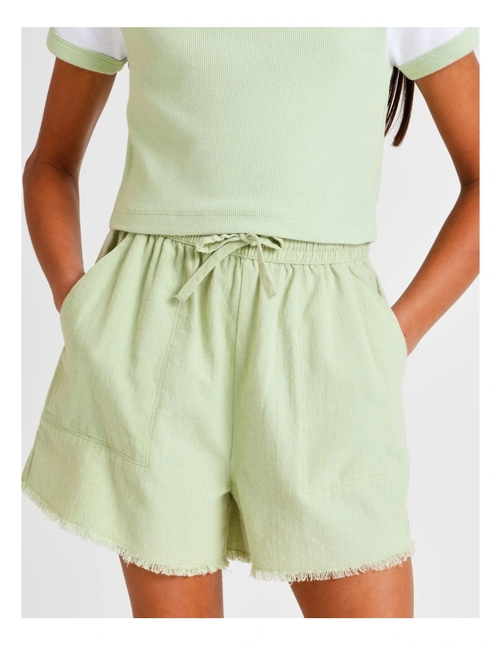 Essentials Linen Short in Sage image 3