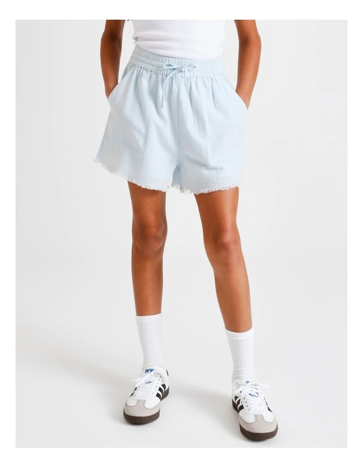 Essentials Linen Short in Light Blue image 2