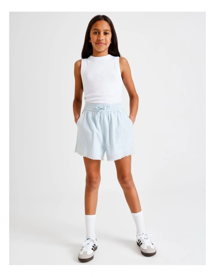 Essentials Linen Short in Light Blue image 3