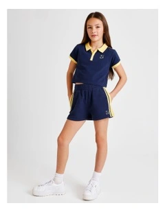 Sweat Short in Navy with Yellow Side Stripe