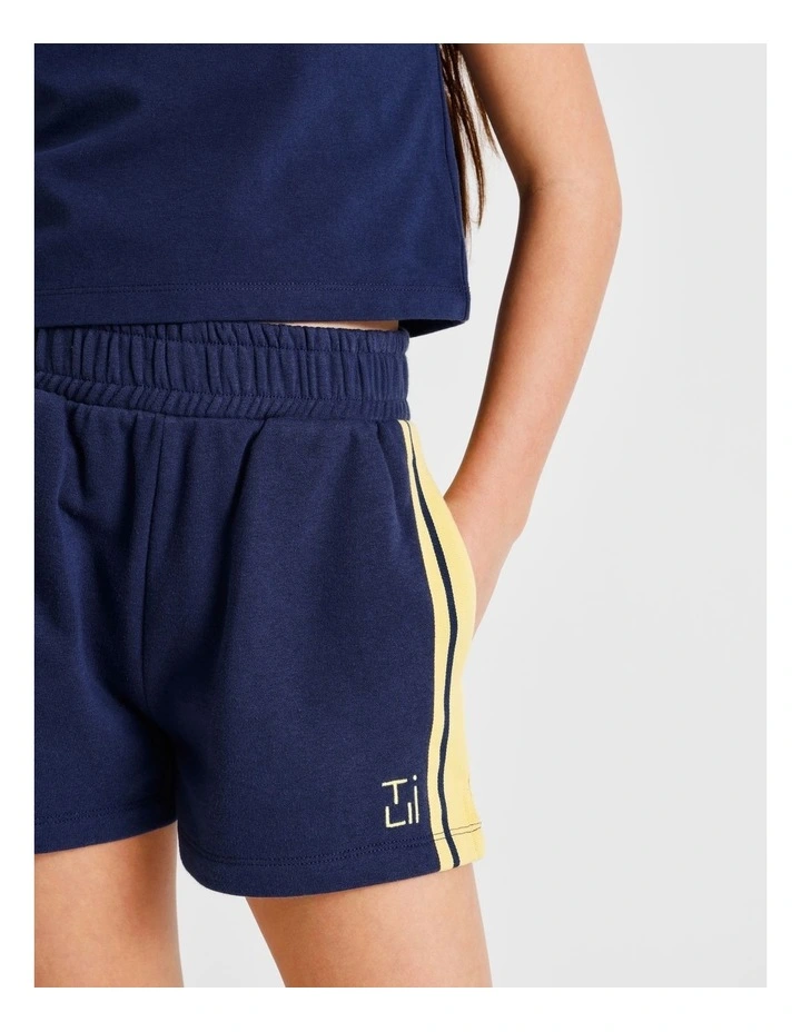 Sweat Short in Navy with Yellow Side Stripe image 3