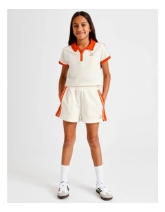Sweat Short in Ecru with Red Side Stripe