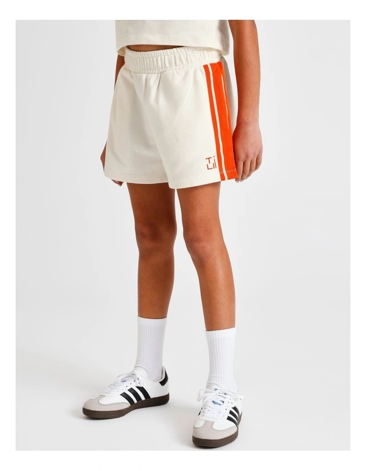 Sweat Short in Ecru with Red Side Stripe image 2