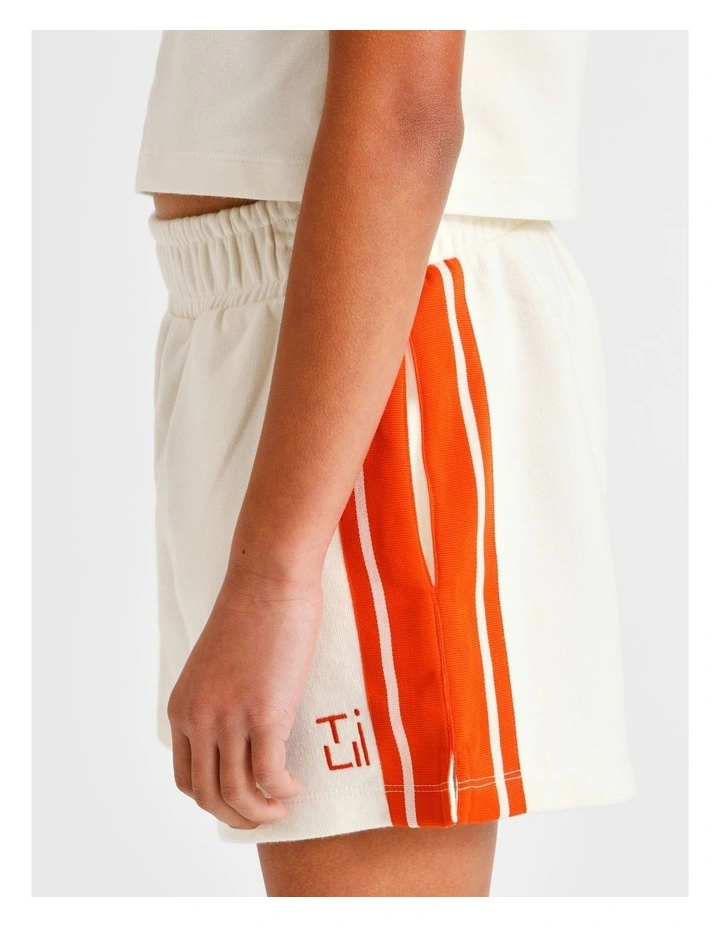 Sweat Short in Ecru with Red Side Stripe image 4