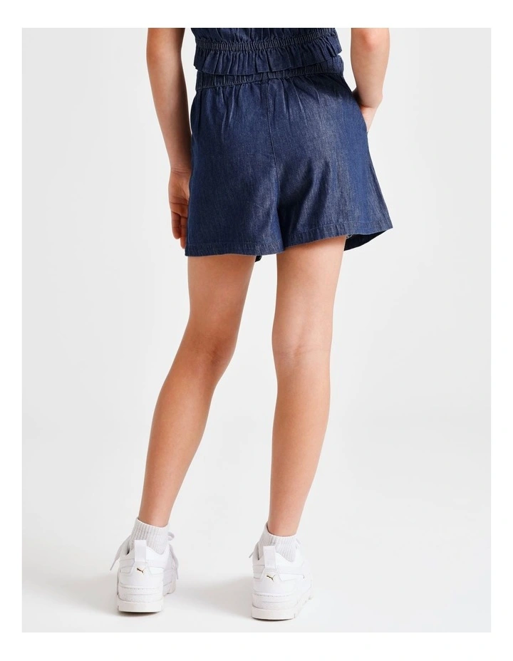 Chambray Short with Rouleaux Embroidery in Indigo image 5