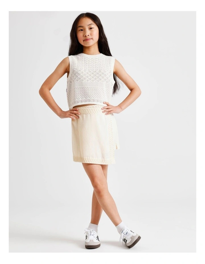 Linen Skort in Ecru image 1