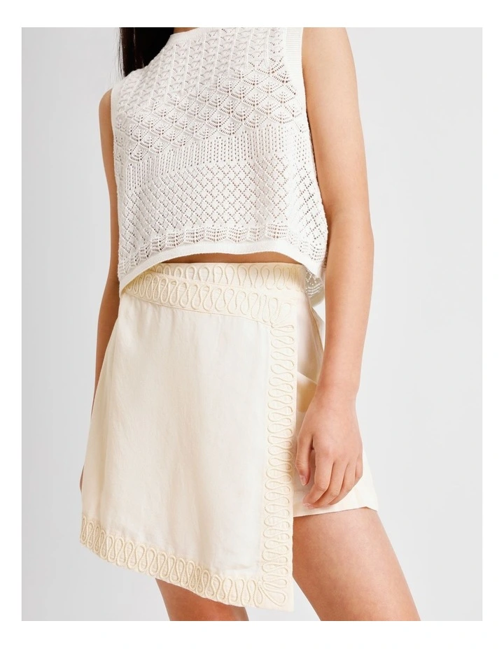 Linen Skort in Ecru image 2
