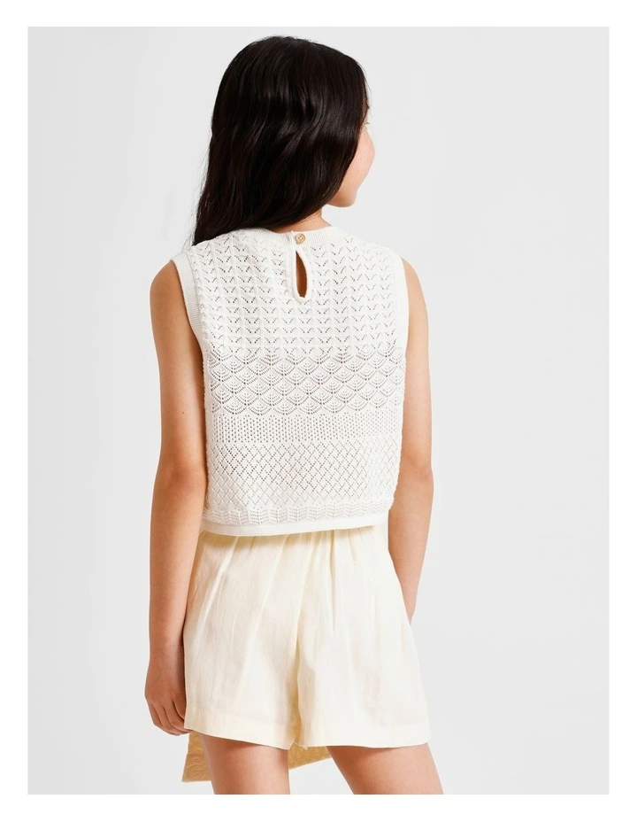 Linen Skort in Ecru image 4