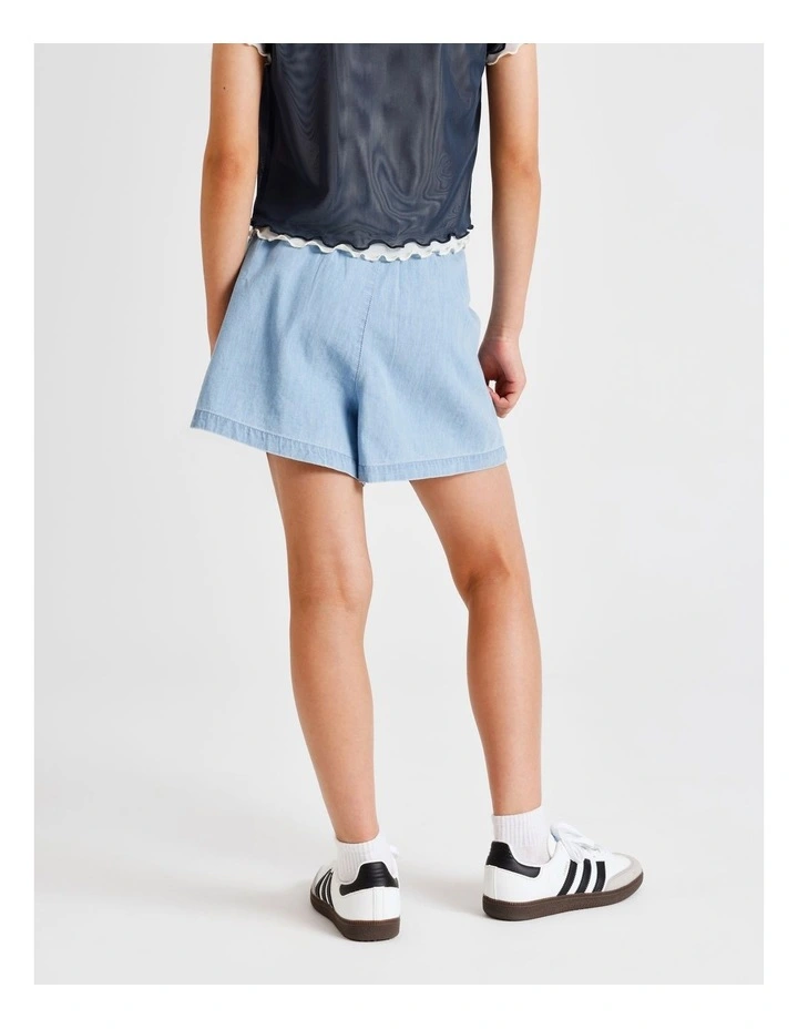 Chambray Short with Contrast Stitching in Light Wash image 6