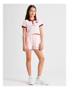 Athletic Sweat Short in Pink and White