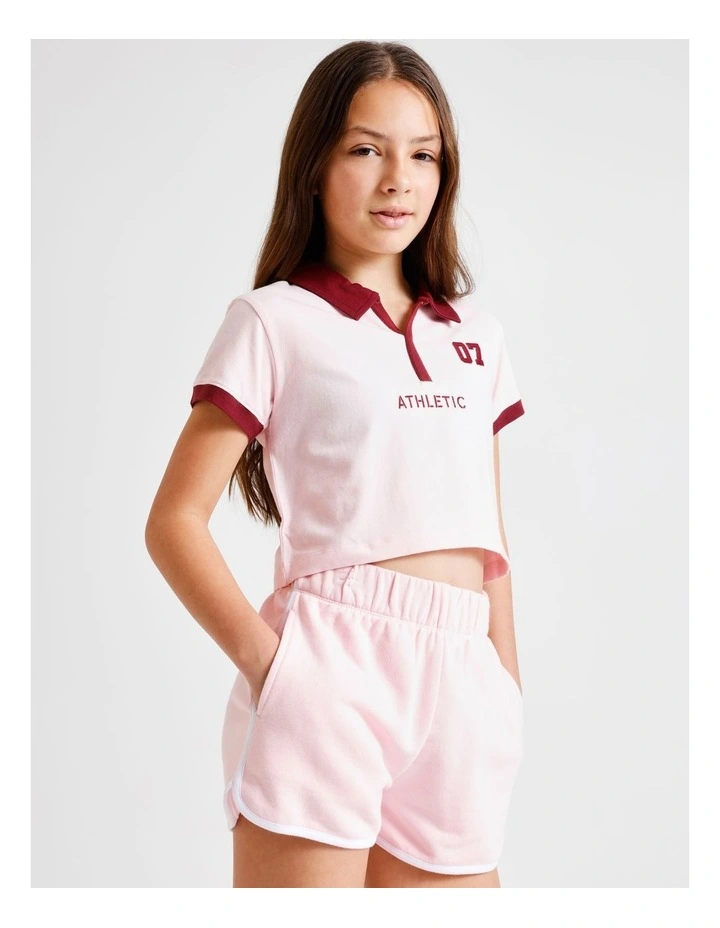 Athletic Sweat Short in Pink and White image 2