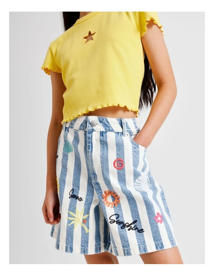 Ella Denim Bermuda Short in Multi image 2