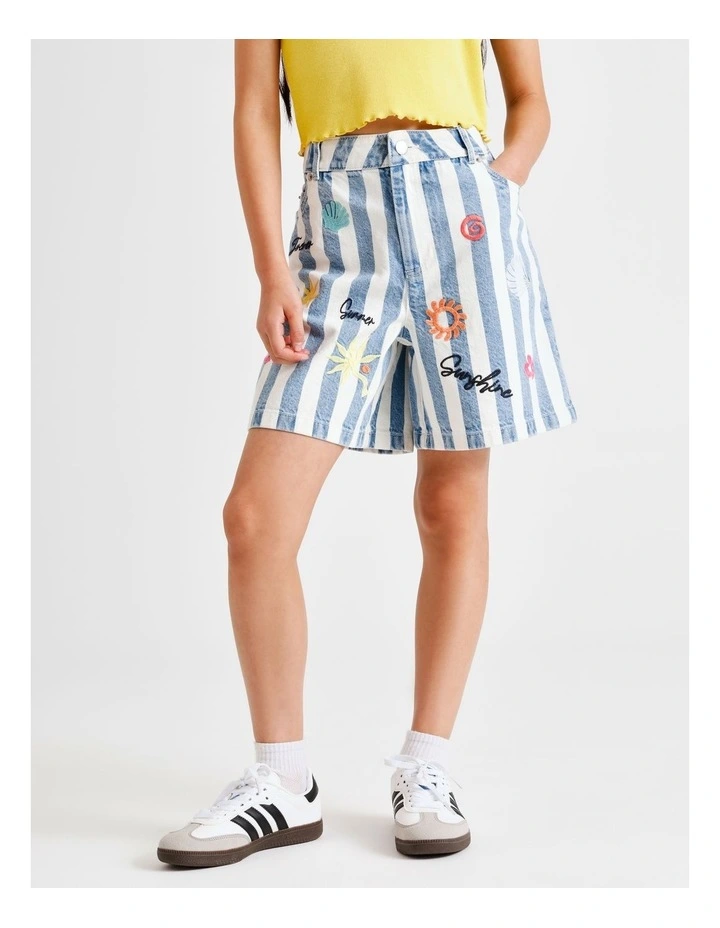 Ella Denim Bermuda Short in Multi image 3