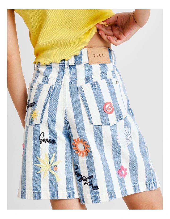 Ella Denim Bermuda Short in Multi image 5