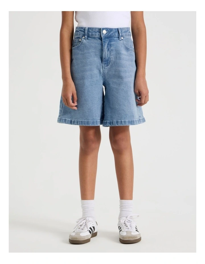 Denim Jort in Mid Blue image 3