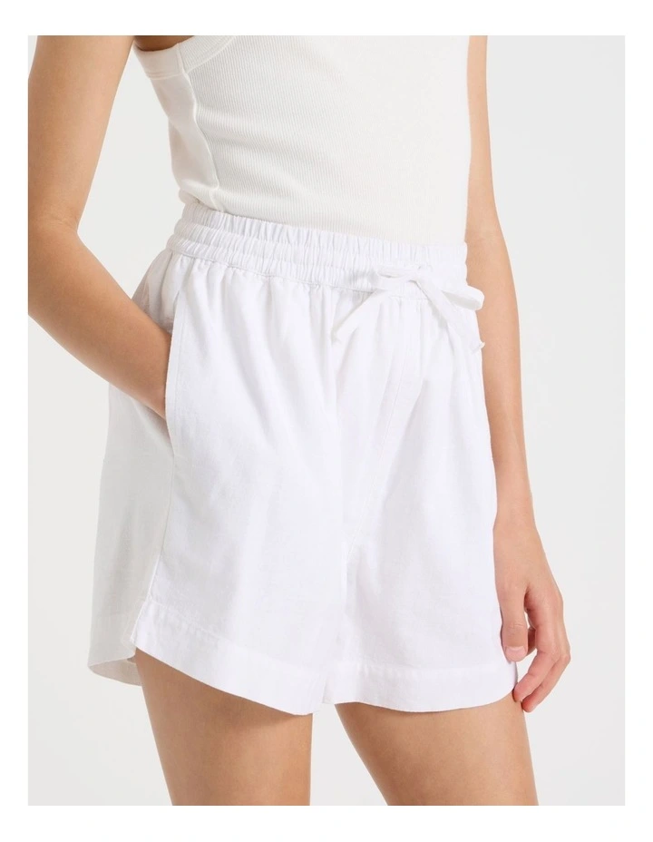Sunday Club Linen Blend Short in White image 3