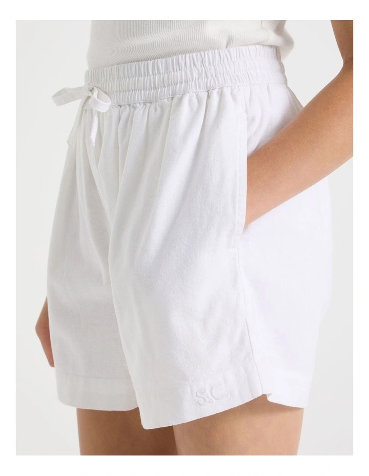 Sunday Club Linen Blend Short in White image 4
